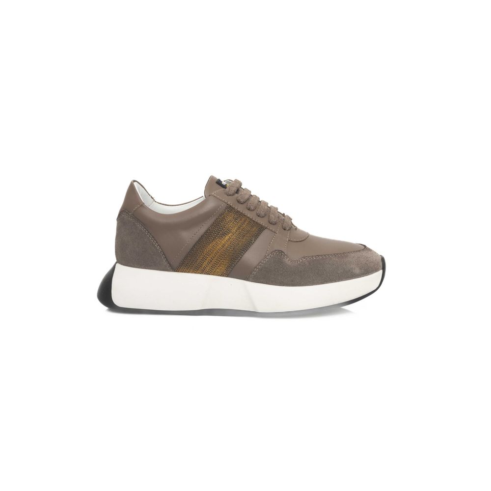 Beige Cowhide Women Sneaker