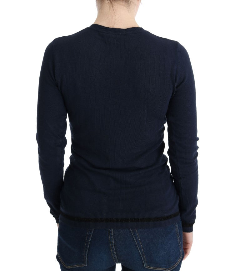 Blue V-neck Viscose Sweater