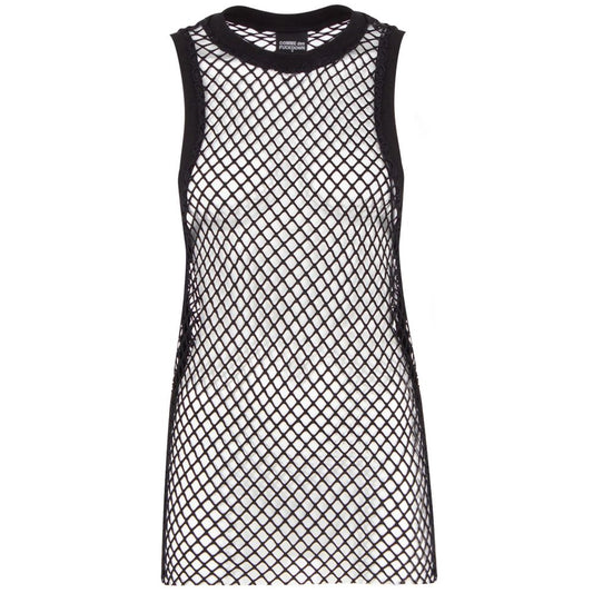 Black Polyester Women's Mesh Tank Top