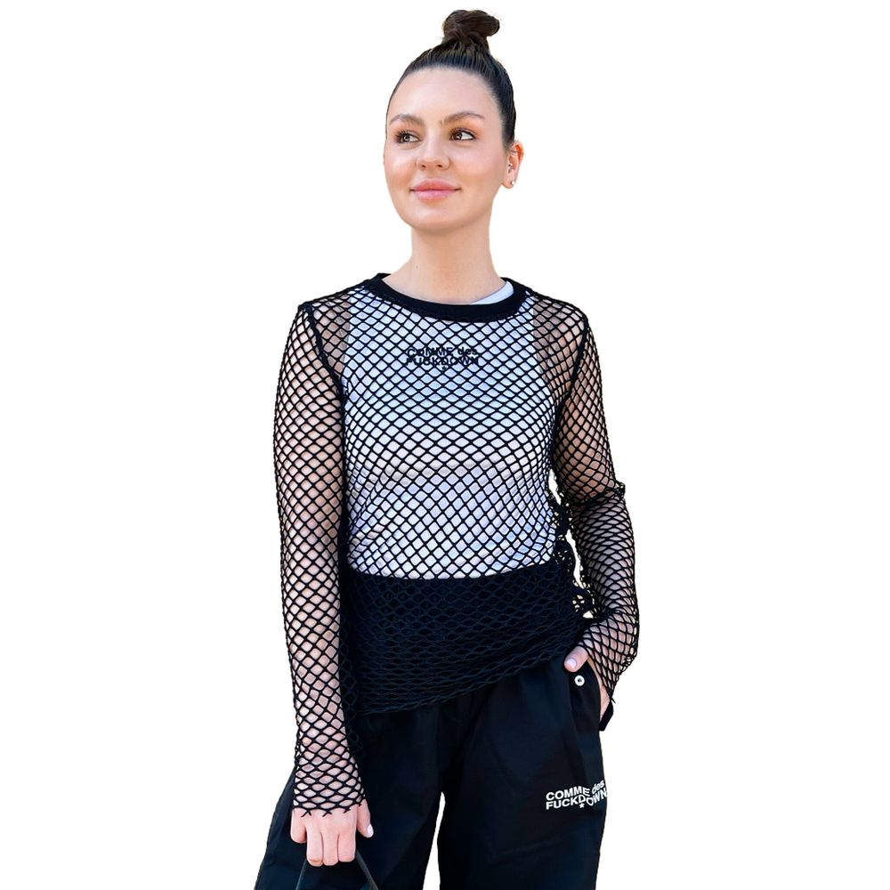 Black Polyester Women's Long-Sleeved Top