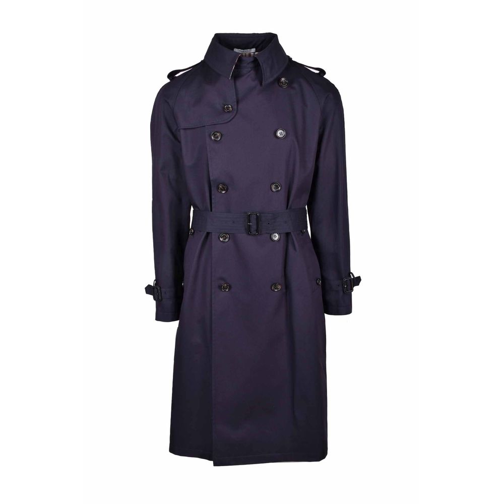 Blue Cotton Men's Trench Coat