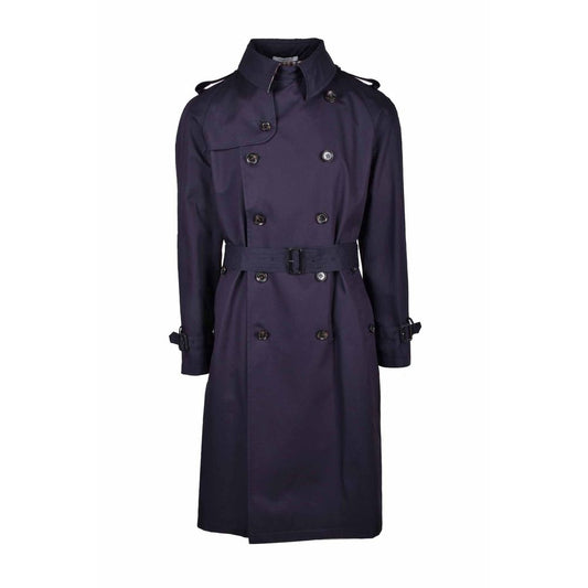 Blue Cotton Men's Trench Coat