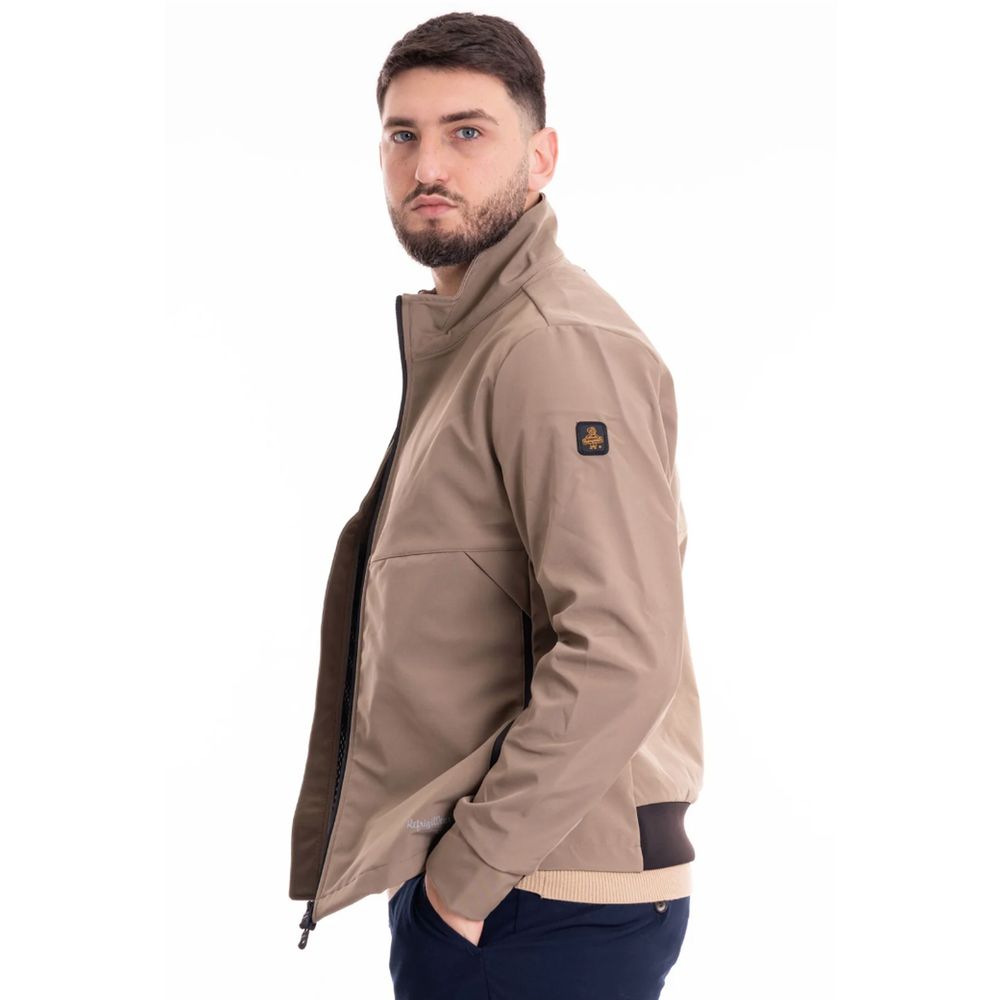 Beige Nylon Men's Bomber Jacket