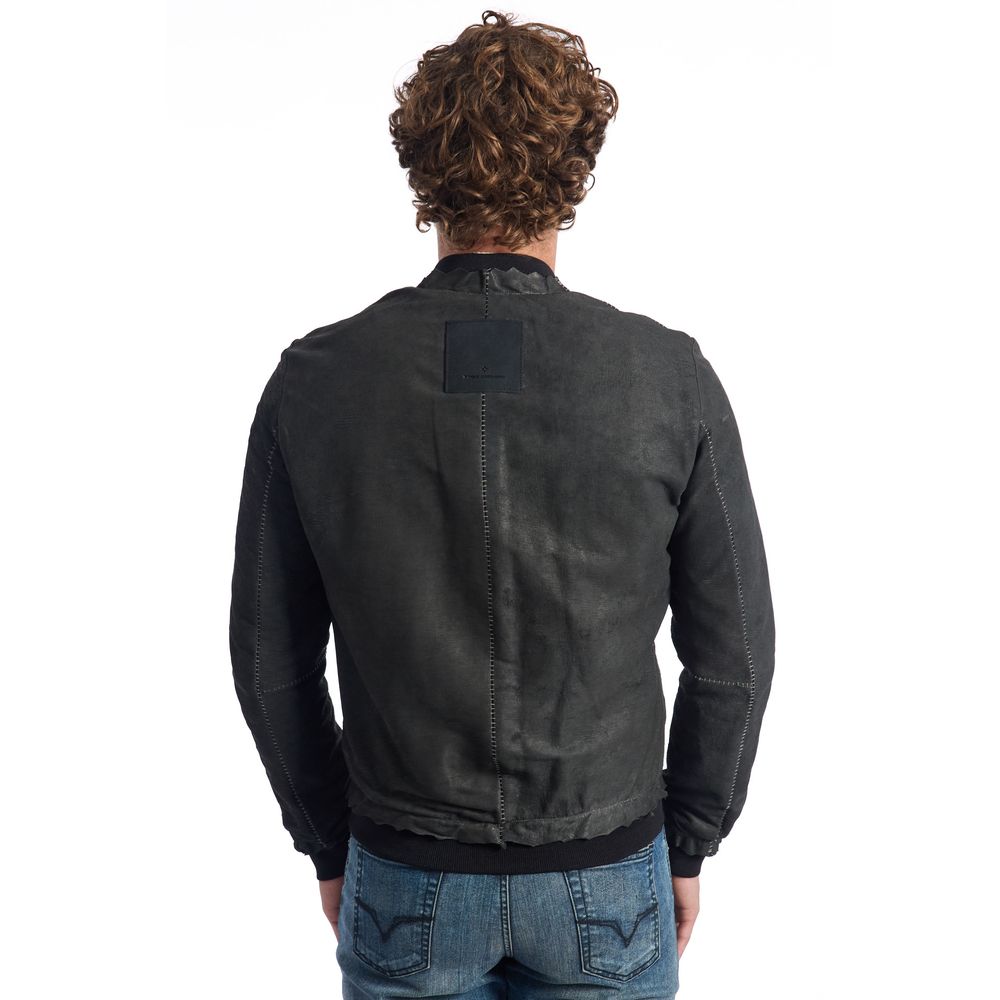 Gray Lambskin Men Jacket