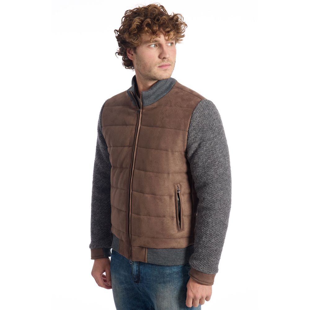 Brown Wool Men's Quilted Jacket