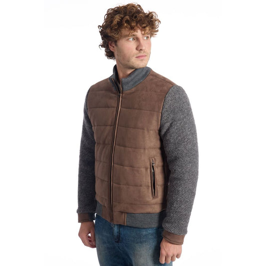 Brown Wool Men's Quilted Jacket