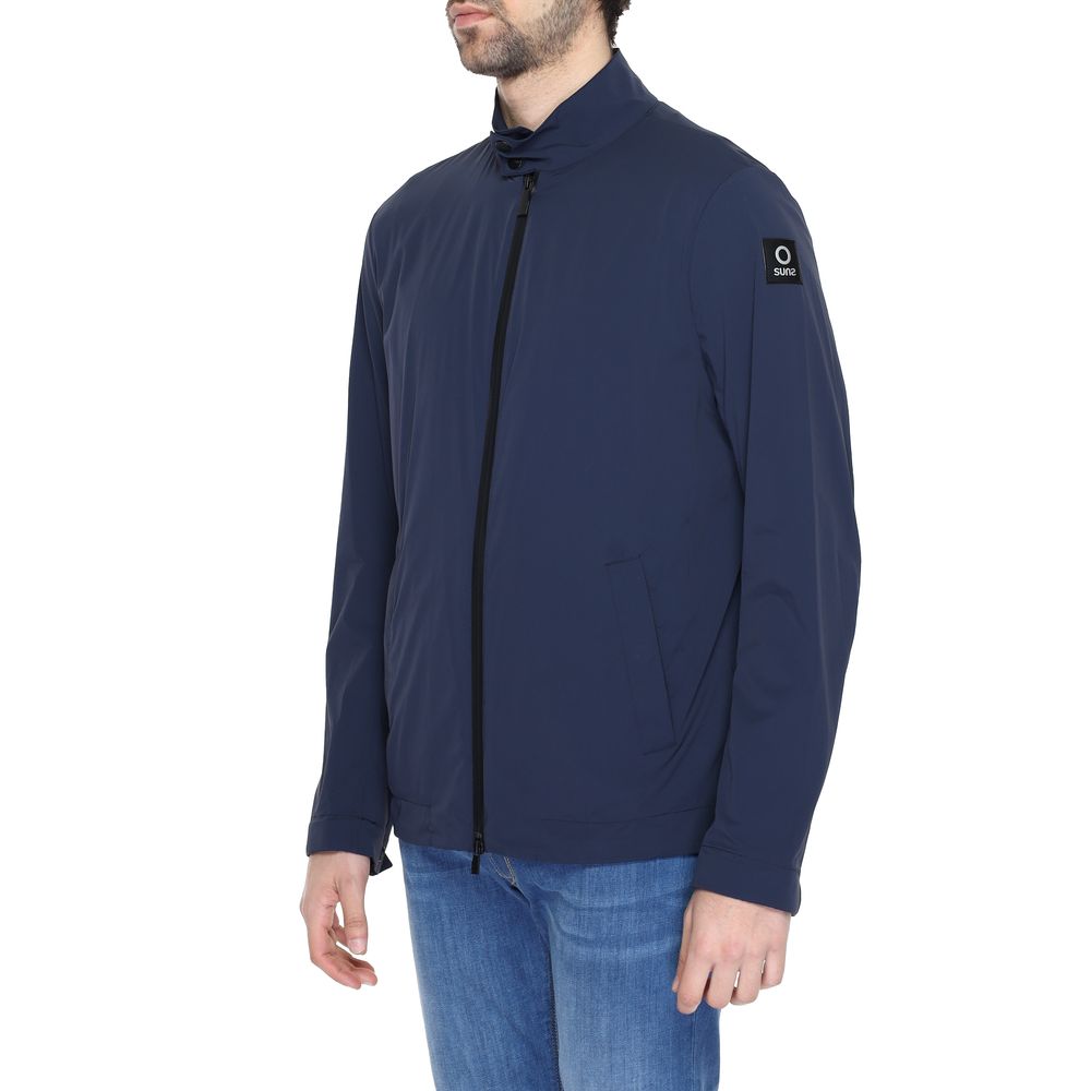 Blue Nylon Full-Length Jacket