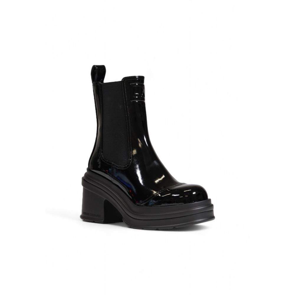 Black Polyester Ankle Boots