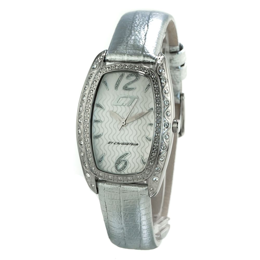 Silver Leather Dress Watch