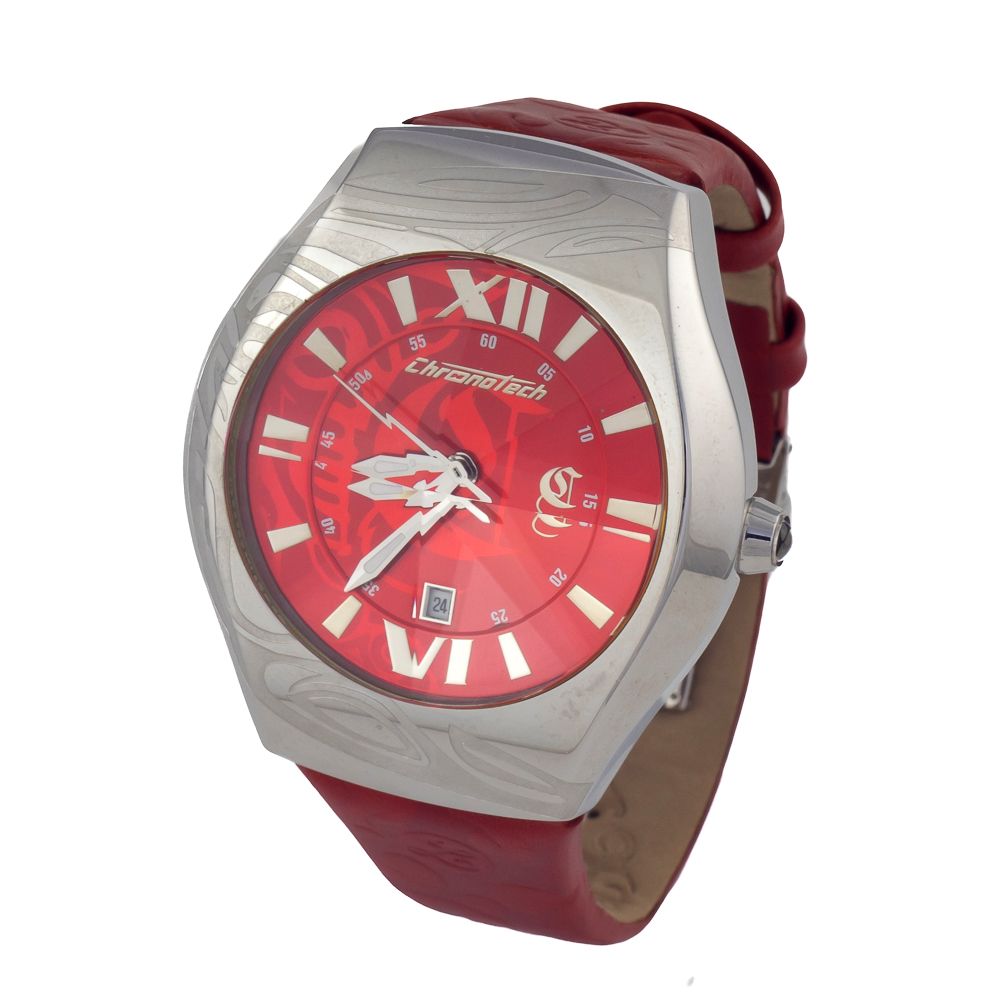 Red Leather Dress Watch