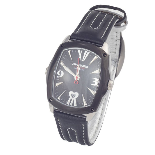 Black Leather Dress Watch