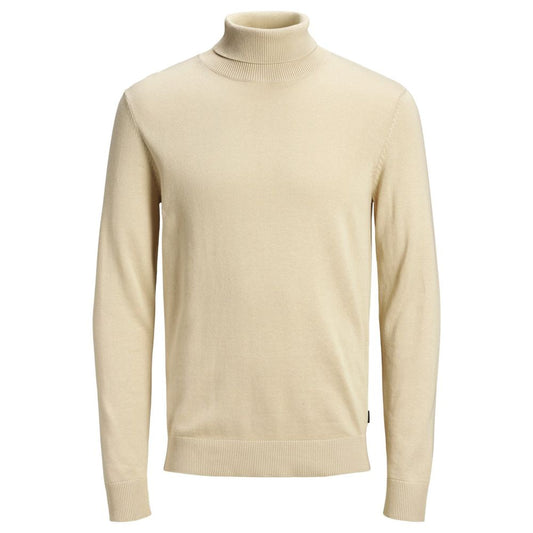 Beige Cotton Turtleneck