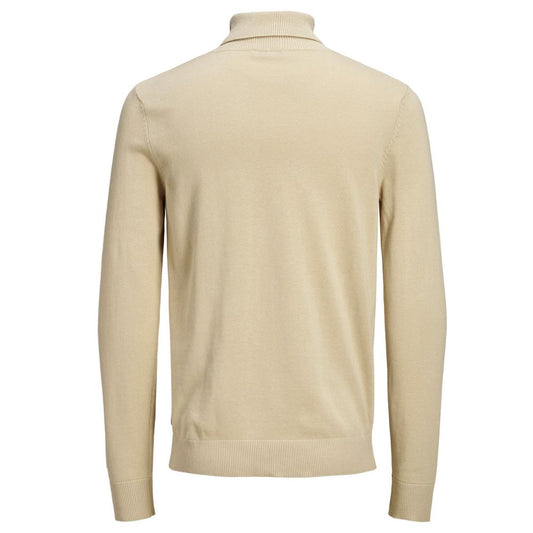 Beige Cotton Turtleneck