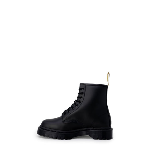 Black Polyester Lace-Up Boots