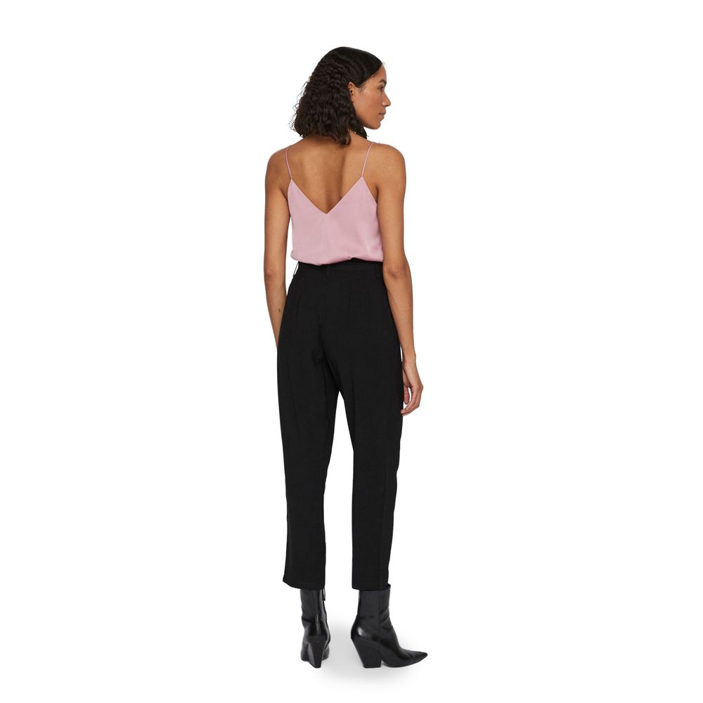 Black Viscose Cropped Pants