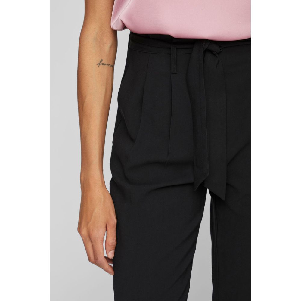 Black Viscose Cropped Pants