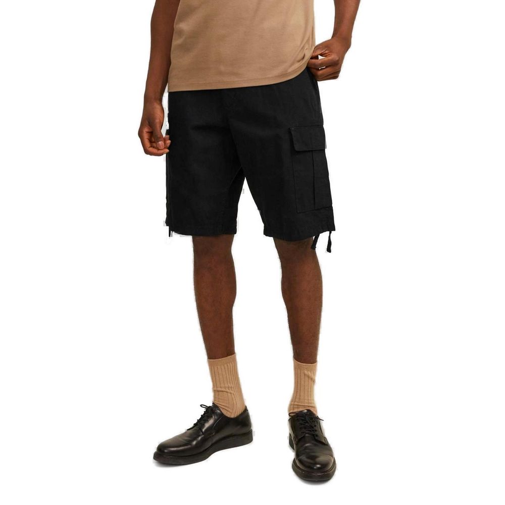 Black Cotton Bermuda Shorts