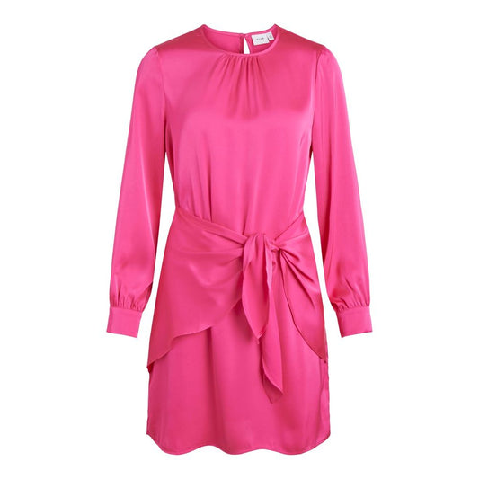 Pink Polyester Short Dress