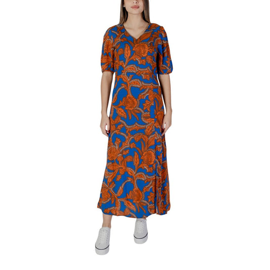 Blue Viscose Long Dress