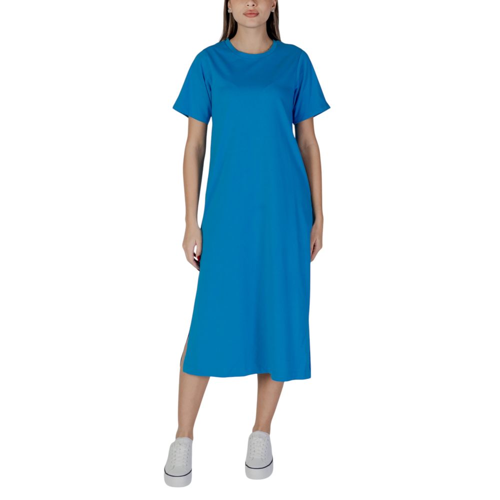 Blue Cotton Midi Dress