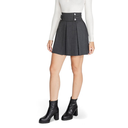 Gray Polyester Mini Skirt