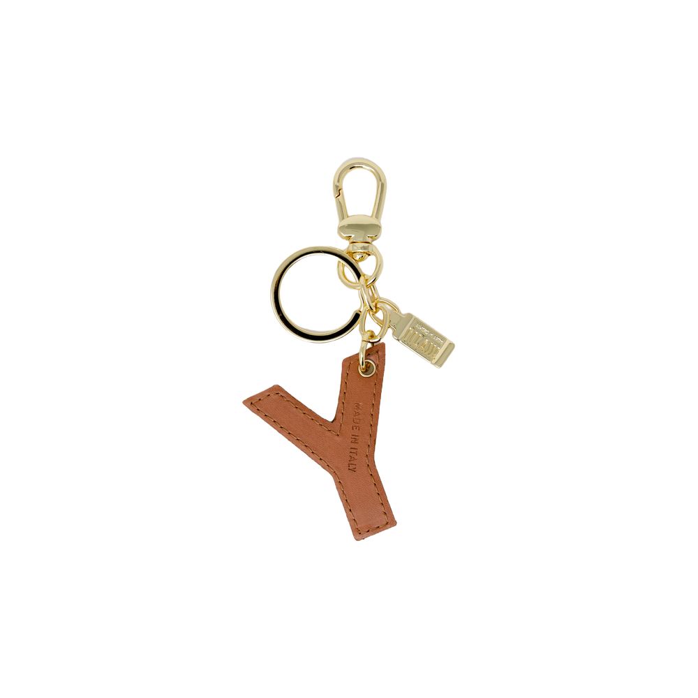 Beige Artificial Leather Keychain