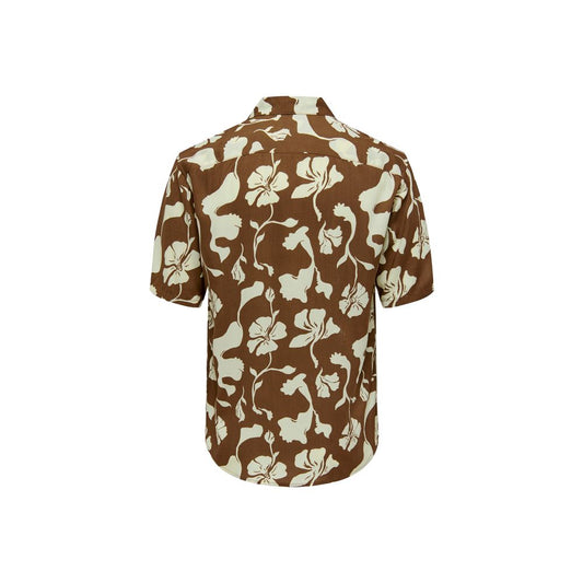 Brown Viscose Shortsleeve Shirt