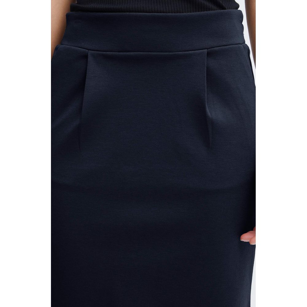 Blue Polyester Mini Skirt