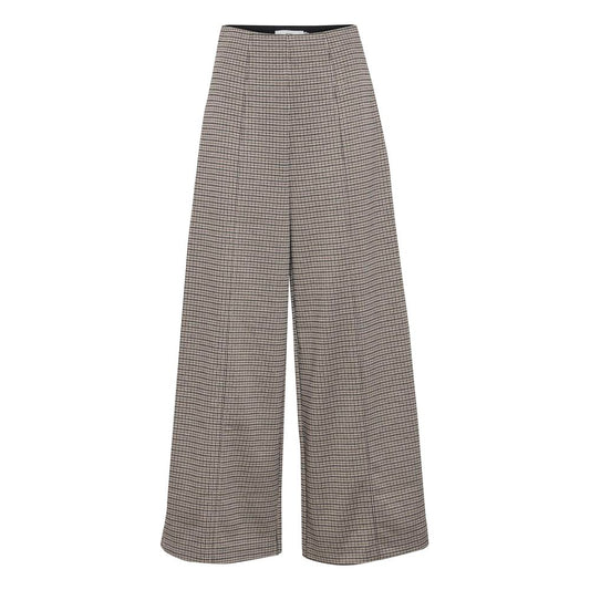 Beige Polyester Casual Pants
