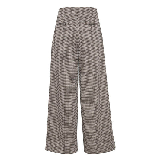 Beige Polyester Casual Pants