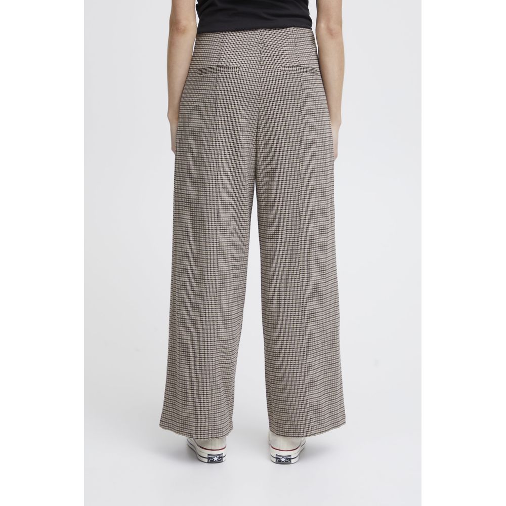 Beige Polyester Casual Pants