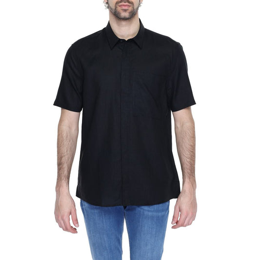 Black Linen Shortsleeve Shirt