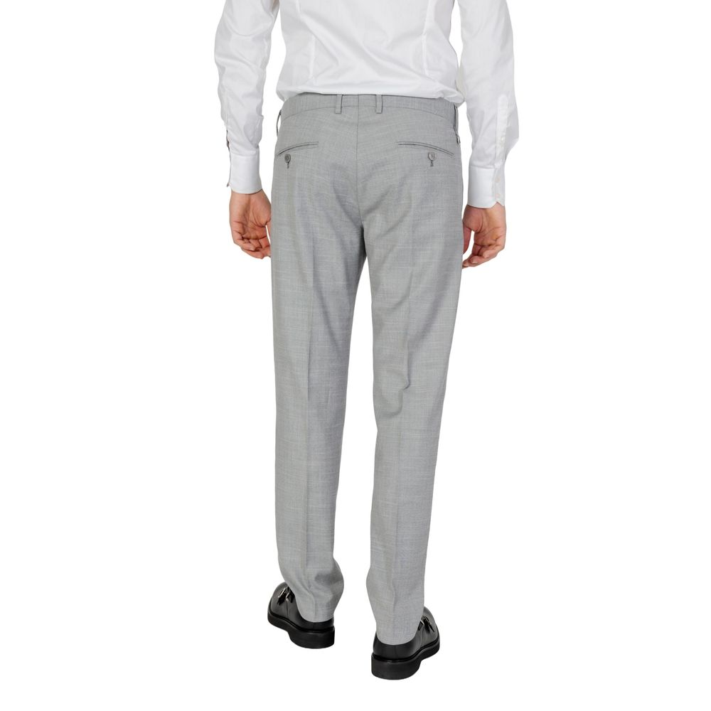 Gray Polyester Dress Pants