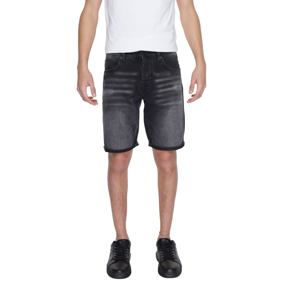 Black Cotton Bermuda Shorts