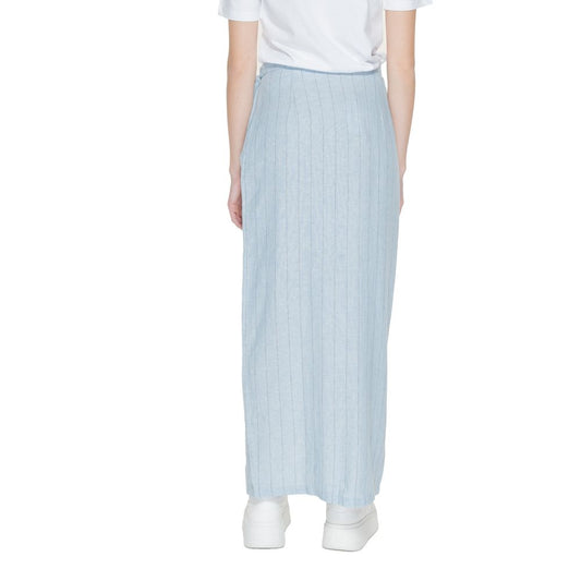 Light Blue Linen Long Skirt