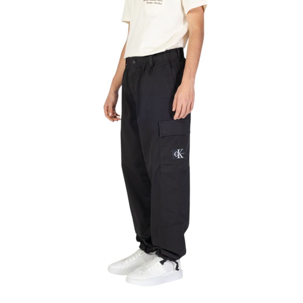 Black Recycled Cotton Cargo Pants