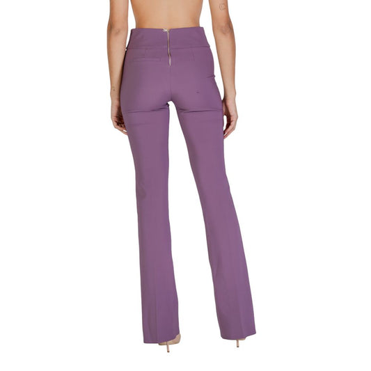 Purple Polyester Flared Pants