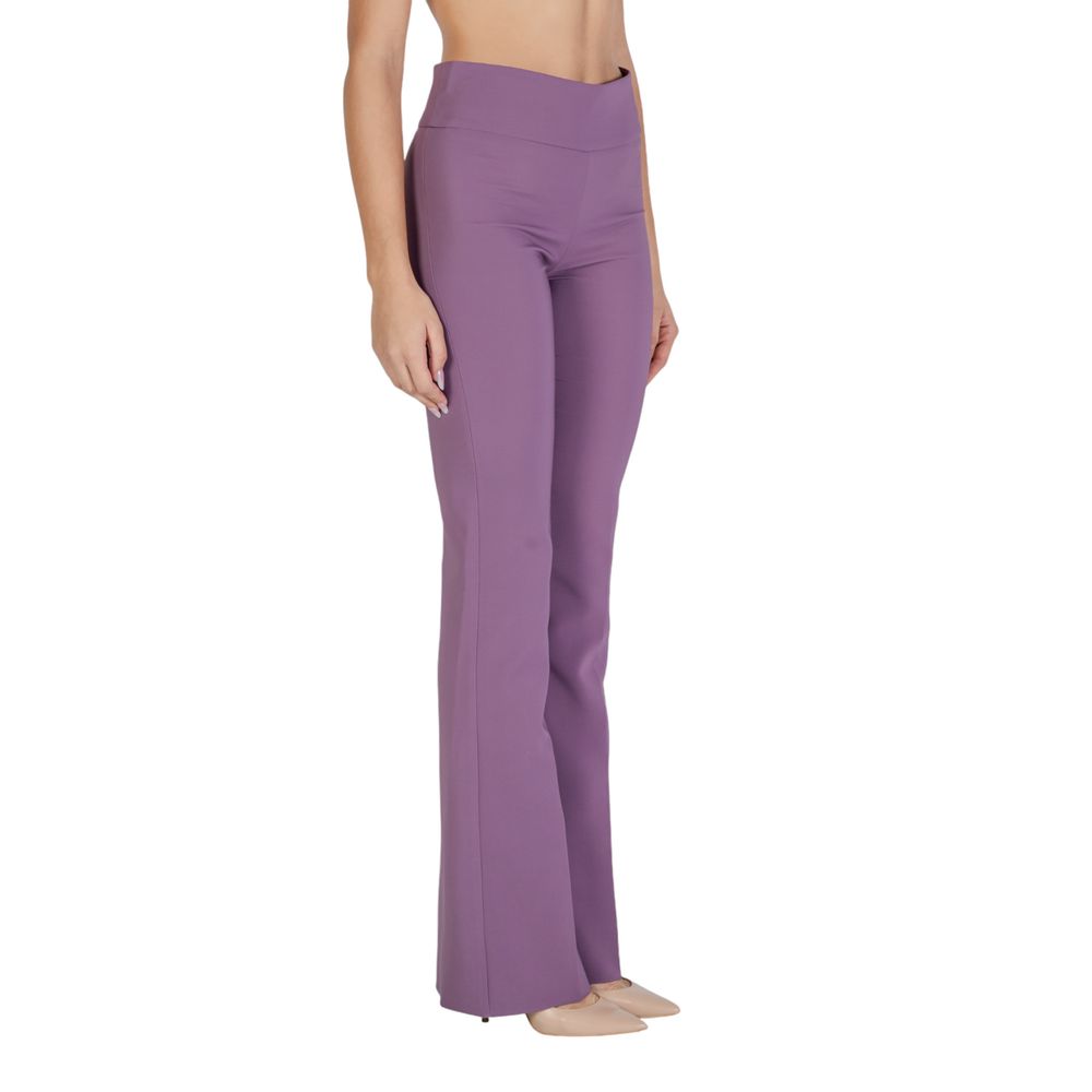 Purple Polyester Flared Pants