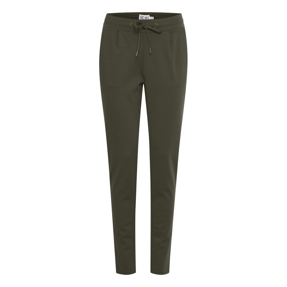 Green Polyester Casual Pants