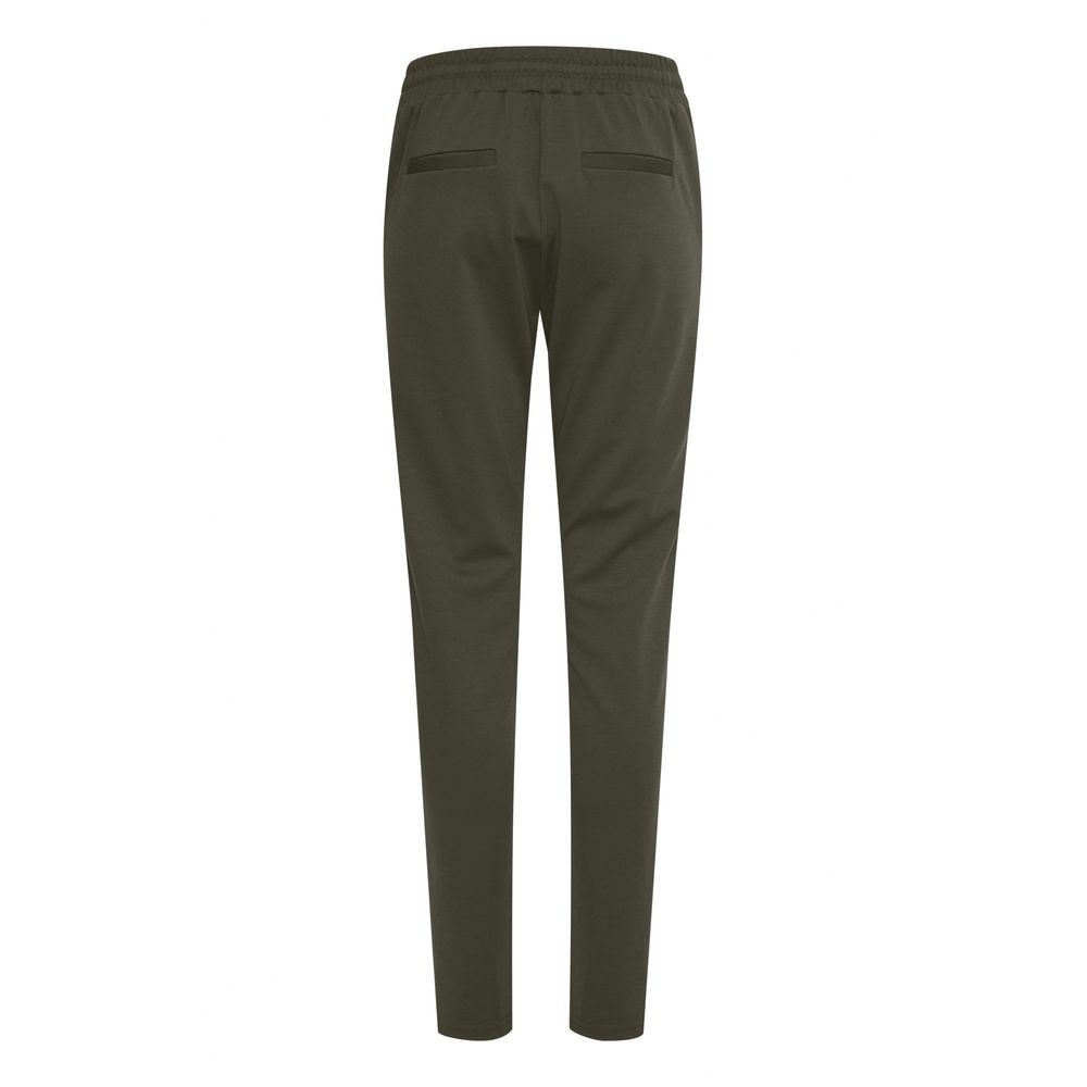 Green Polyester Casual Pants