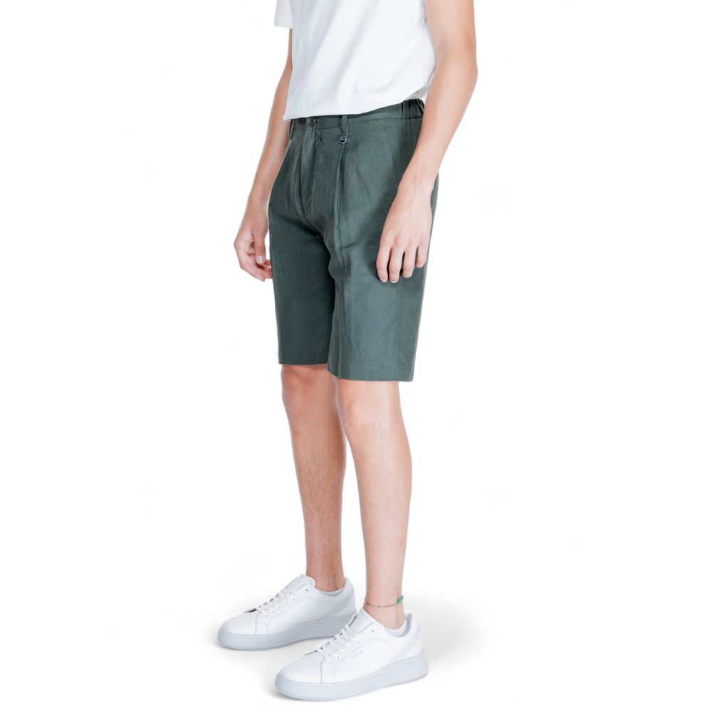 Green Linen Bermuda Shorts