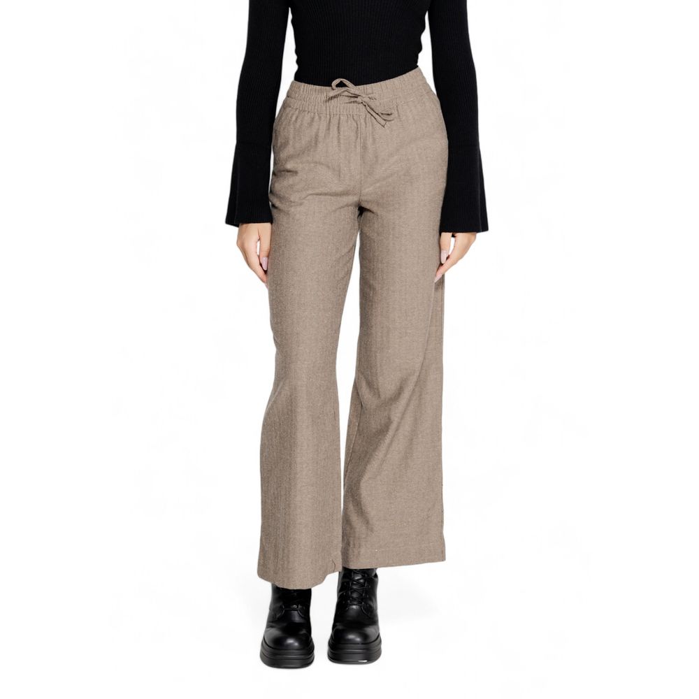 Brown Cotton Casual Pants
