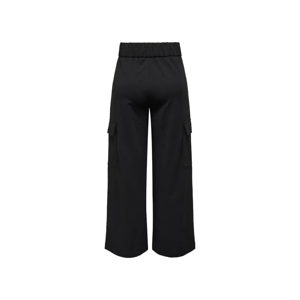 Black Polyester Casual Pants