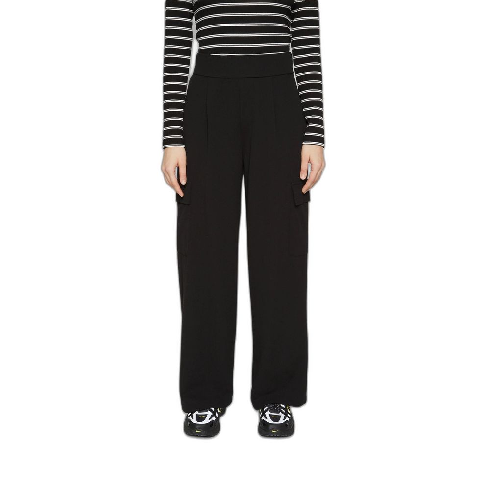 Black Polyester Casual Pants