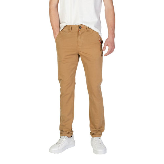 Beige Cotton Skinny Pants