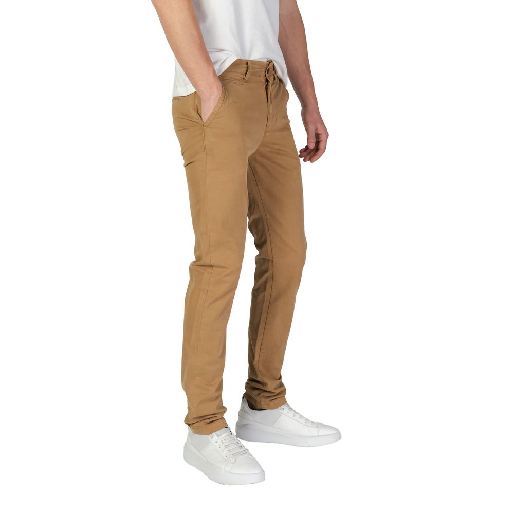 Beige Cotton Skinny Pants