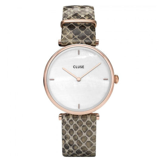Beige Leather Dress Watch