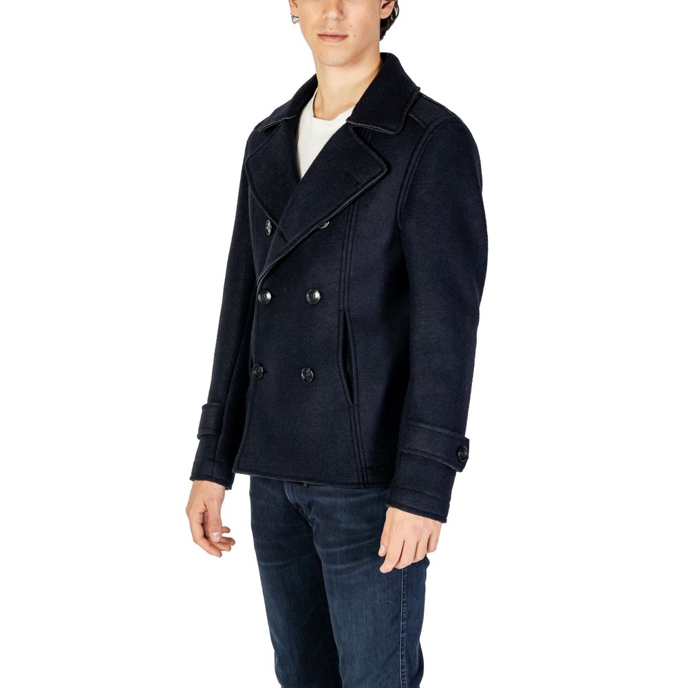 Blue Viscose Jackets & Coat
