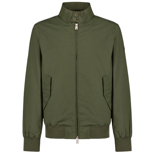 Green Cotton Men Bomber Jacket