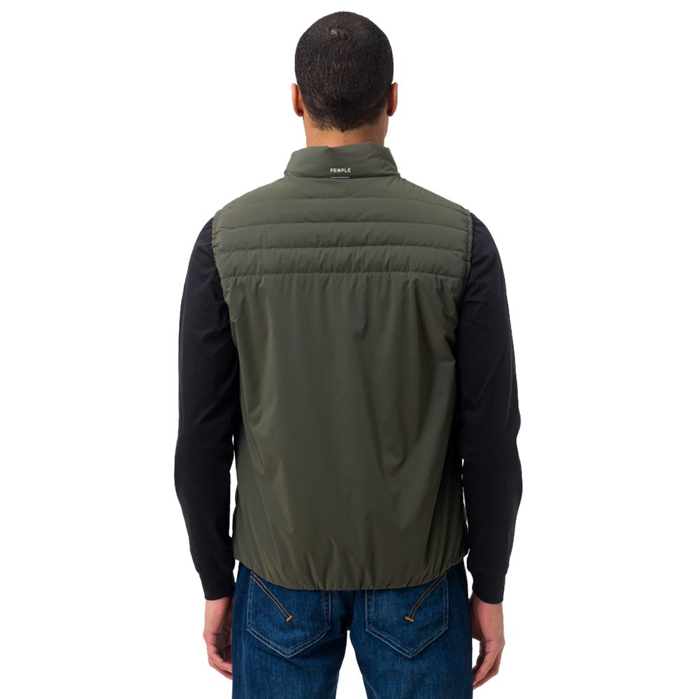 Green Polyester Men Vest